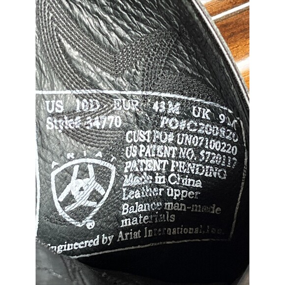 Ariat Mens Size 10 D Black Leather Cowboy Western Boots Style 34770 - Picture 13 of 13